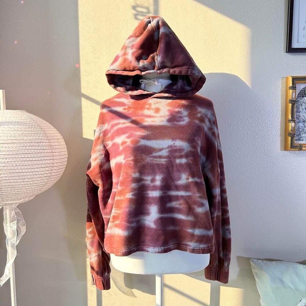 DIP burgundy tie dye cropped pullover hoodie S
